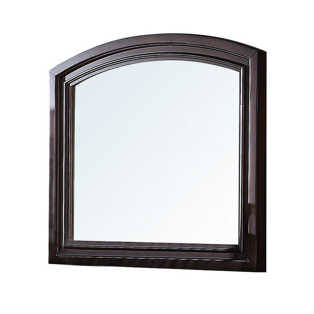 Wooden Mirror with Raised Frame and Molded Details, Brown - BM232902