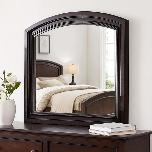 Wooden Mirror with Raised Frame and Molded Details, Brown - BM232902