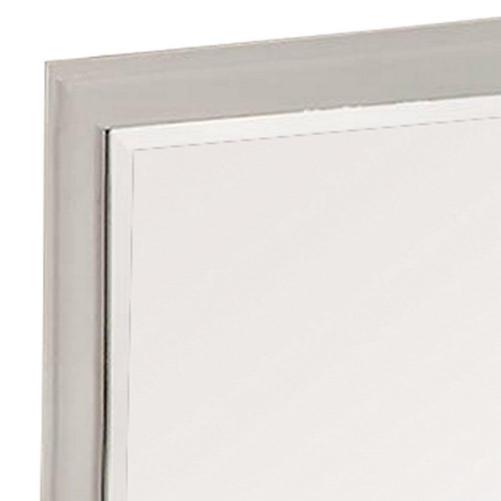 Modern Mirror with Rectangular Frame an Molded Details, White - BM232904