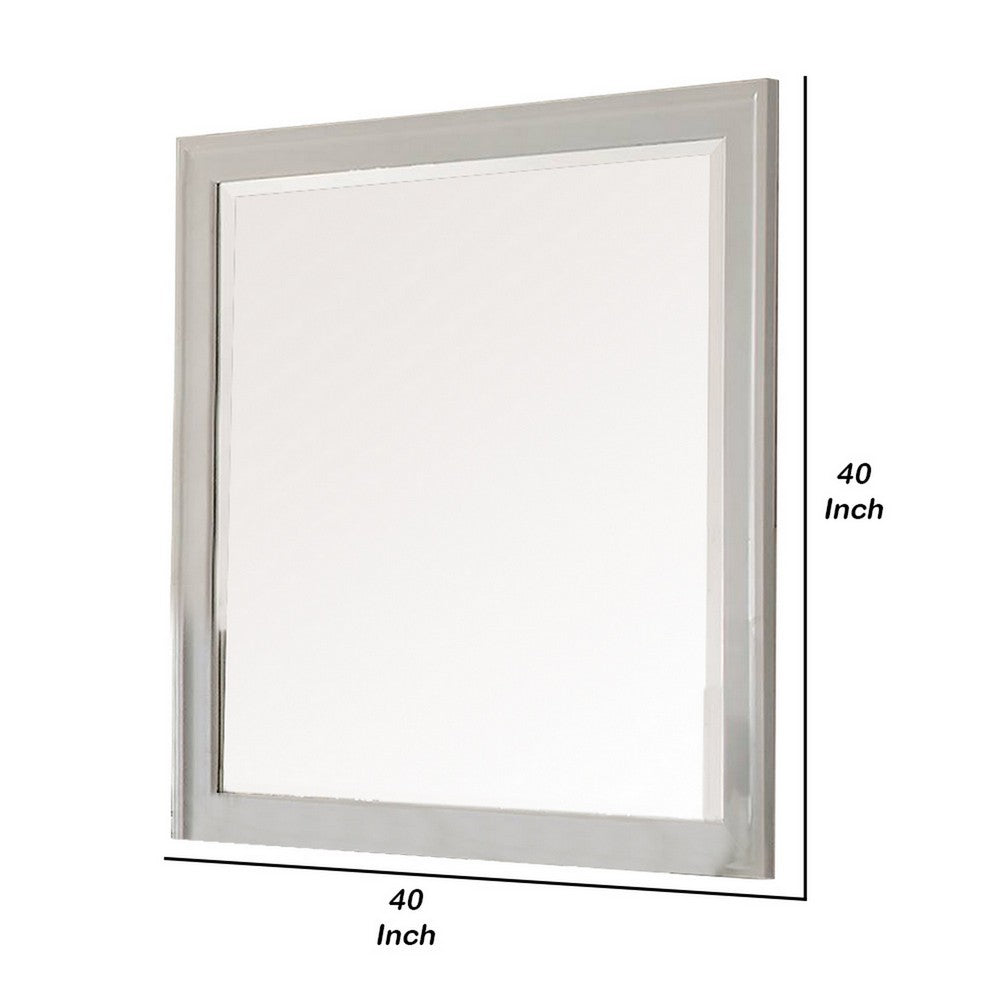 Modern Mirror with Rectangular Frame an Molded Details, White - BM232904