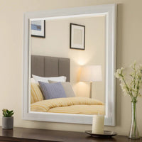 Modern Mirror with Rectangular Frame an Molded Details, White - BM232904