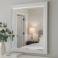 Modern Mirror with Rectangular Frame an Molded Details, White - BM232904