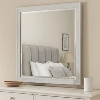 Modern Mirror with Rectangular Frame an Molded Details, White - BM232904