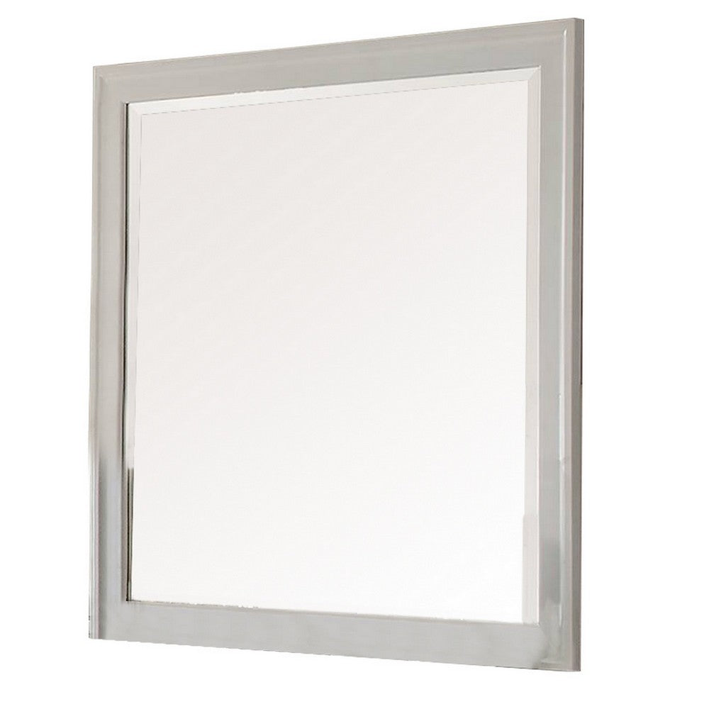 Modern Mirror with Rectangular Frame an Molded Details, White - BM232904