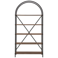 Tubular Framed Bookcase with 5 open Shelves, Brown and Black  - BM232963