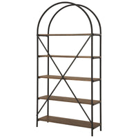 Tubular Framed Bookcase with 5 open Shelves, Brown and Black  - BM232963
