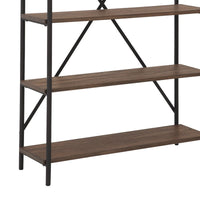 Tubular Framed Bookcase with 5 open Shelves, Brown and Black  - BM232963