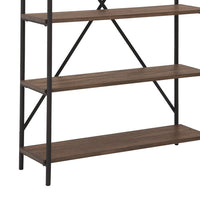Tubular Framed Bookcase with 5 open Shelves, Brown and Black  - BM232963