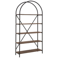 Tubular Framed Bookcase with 5 open Shelves, Brown and Black  - BM232963