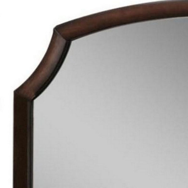 Transitional Style Wooden Wall Mirror with Beveled Edges, Espresso - BM232977