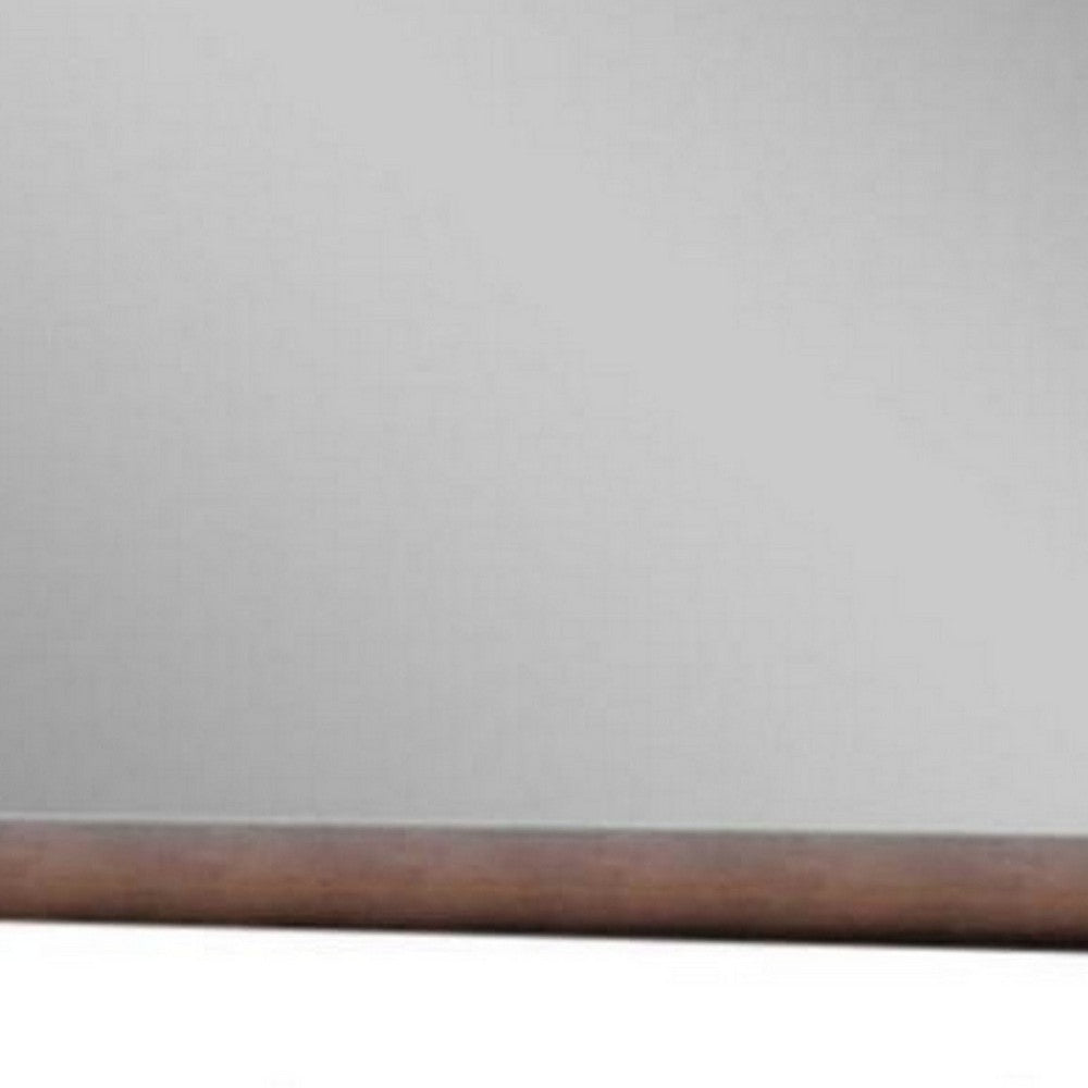 Transitional Style Wooden Wall Mirror with Beveled Edges, Espresso - BM232977