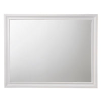 Wooden Rectangular Wall Mirror with Beveled Edges, White - BM232982