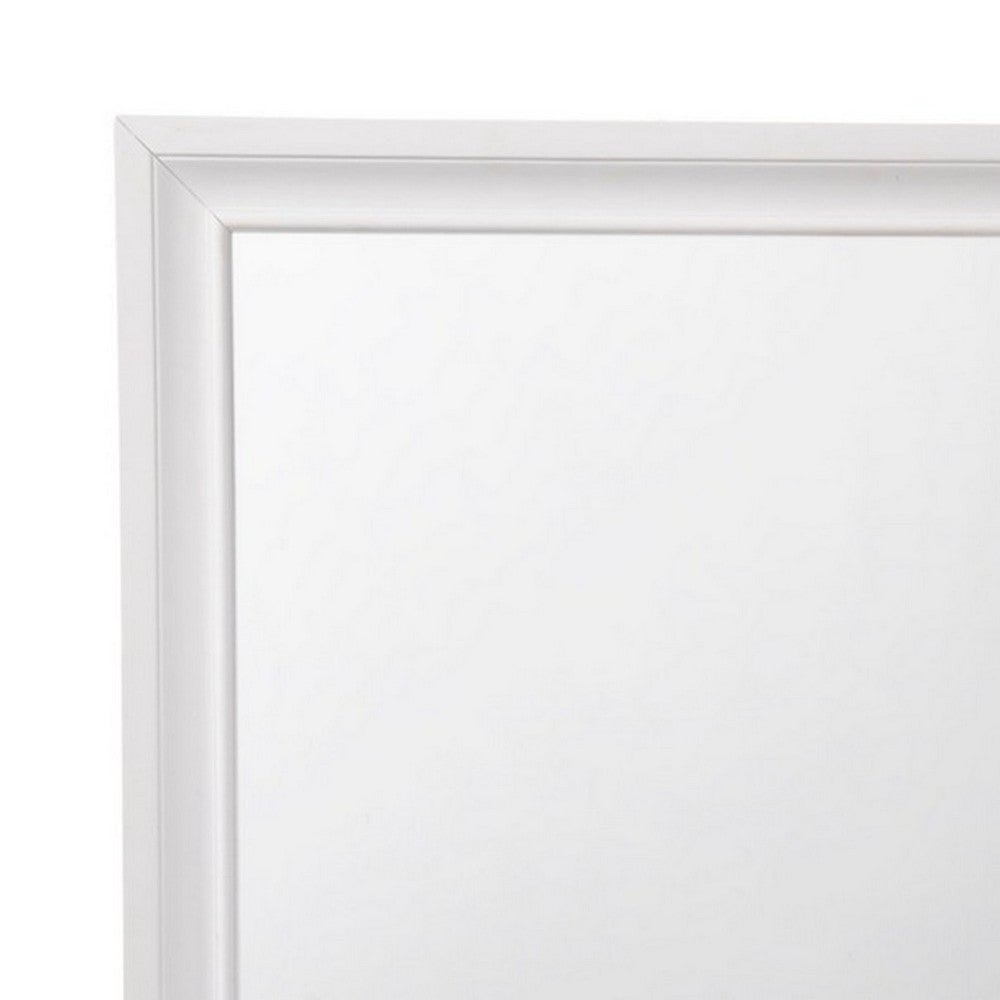 Wooden Rectangular Wall Mirror with Beveled Edges, White - BM232982