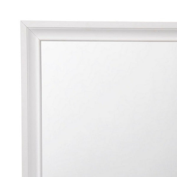 Wooden Rectangular Wall Mirror with Beveled Edges, White - BM232982