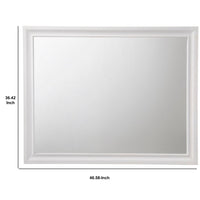 Wooden Rectangular Wall Mirror with Beveled Edges, White - BM232982