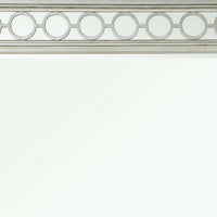 Wooden Raised Geometric Pattern Frame Mirror with Beveled Edges, Silver - BM232985