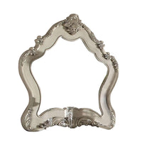 Wooden Arched Wall Mirror with Floral Design, White - BM232987