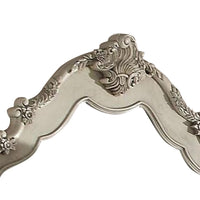 Wooden Arched Wall Mirror with Floral Design, White - BM232987