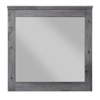 Traditional Wooden Wall Mirror with Rustic Style, Gray - BM232989