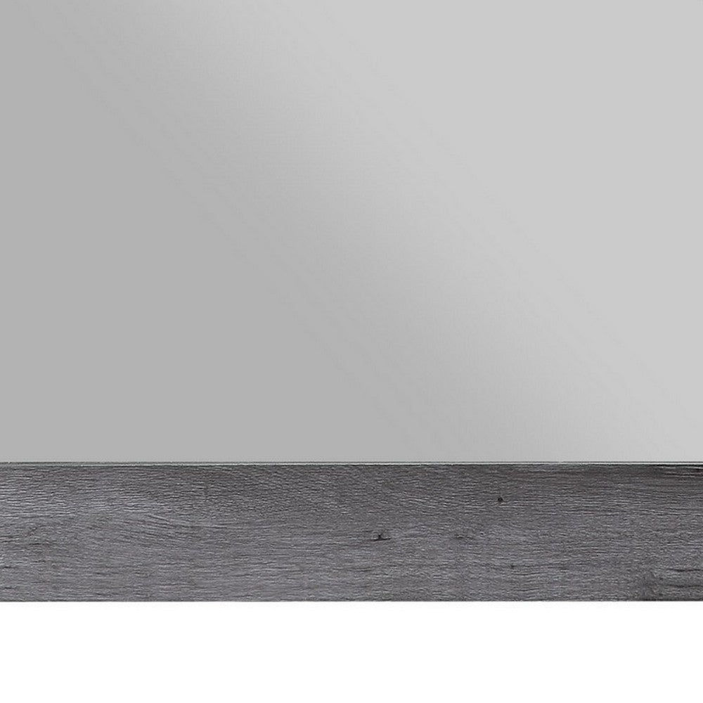 Traditional Wooden Wall Mirror with Rustic Style, Gray - BM232989