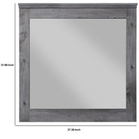 Traditional Wooden Wall Mirror with Rustic Style, Gray - BM232989