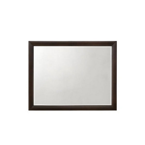 Wooden Rectangular Wall Mirror with Mounting Hardware, Brown - BM232990