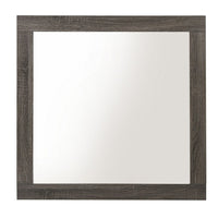 Transitional Style Rectangular Mirror with Natural Wood Grain Details, Gray - BM232991