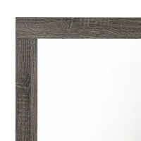Transitional Style Rectangular Mirror with Natural Wood Grain Details, Gray - BM232991
