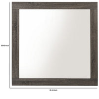 Transitional Style Rectangular Mirror with Natural Wood Grain Details, Gray - BM232991