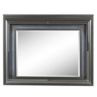 Wall Mirror with Mirror Accent and Beveled Edges, Gray - BM232993