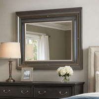Wall Mirror with Mirror Accent and Beveled Edges, Gray - BM232993