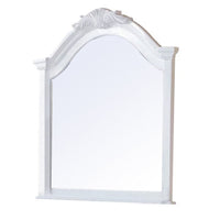 Transitional Style Wooden Wall Mirror with Crown Top, White - BM232998