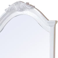 Transitional Style Wooden Wall Mirror with Crown Top, White - BM232998