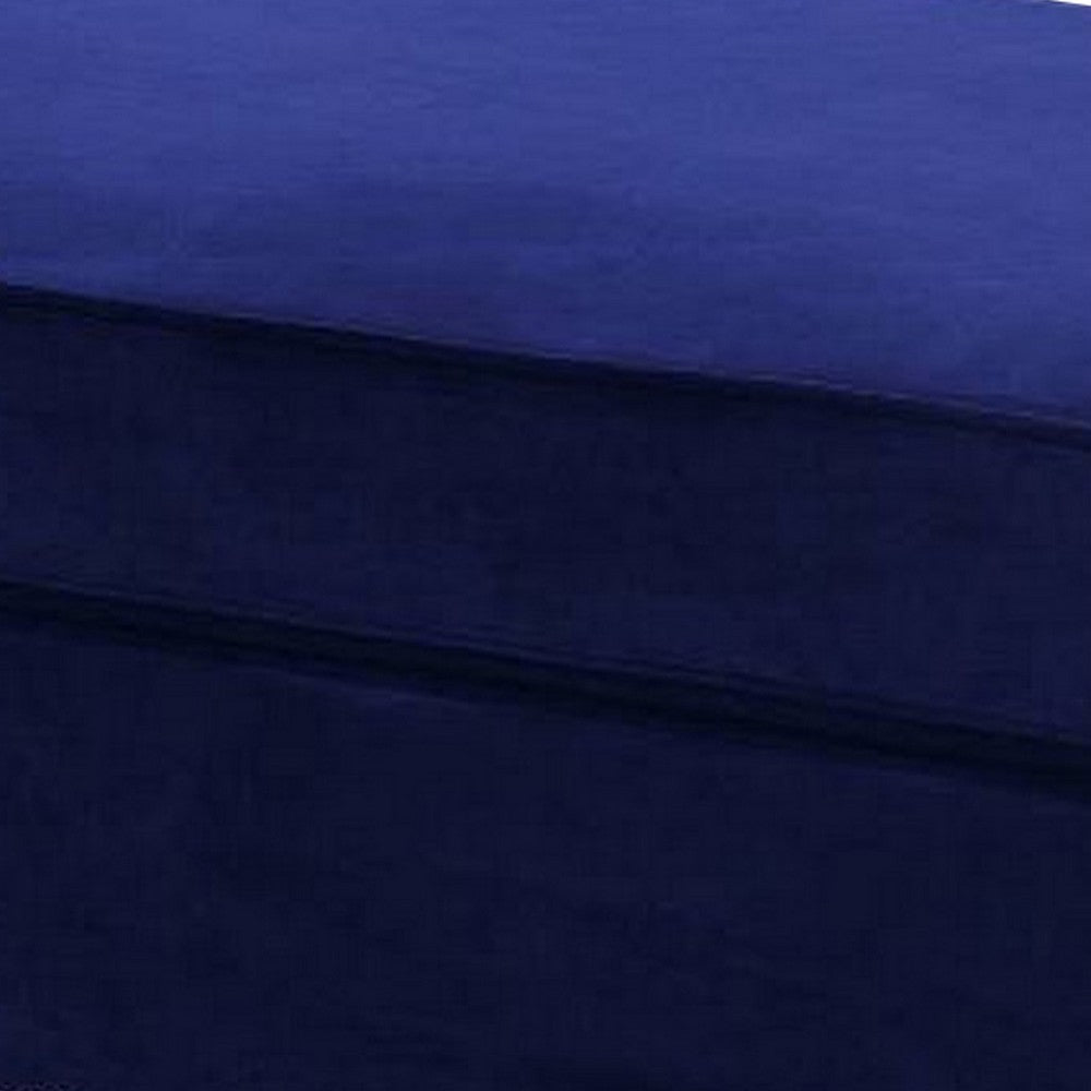 46 Inches Nailhead Trim Velvet Upholstered Ottoman, Blue - BM233086