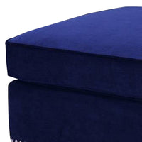 46 Inches Nailhead Trim Velvet Upholstered Ottoman, Blue - BM233086