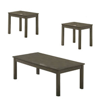 3 Piece Transitional Coffee Table and End Table with Block Legs, Gray - BM233095