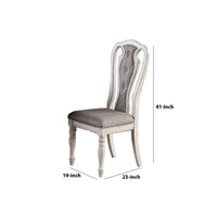 Dining Chair with Button Tufted Backrest, Padded Seat, Set of 2, White and Gray - BM233110