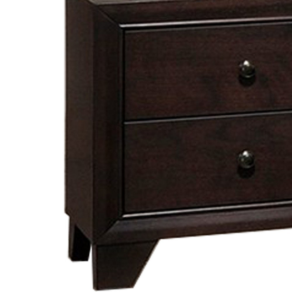 Transitional Wooden Nightstand with Two Spacious Drawers, Brown - BM233159