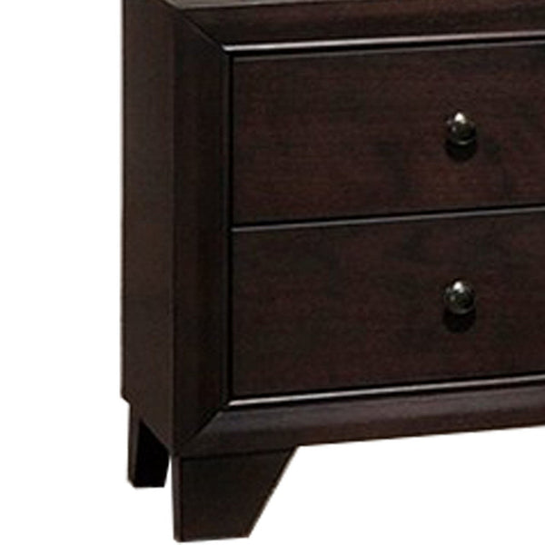 Transitional Wooden Nightstand with Two Spacious Drawers, Brown - BM233159