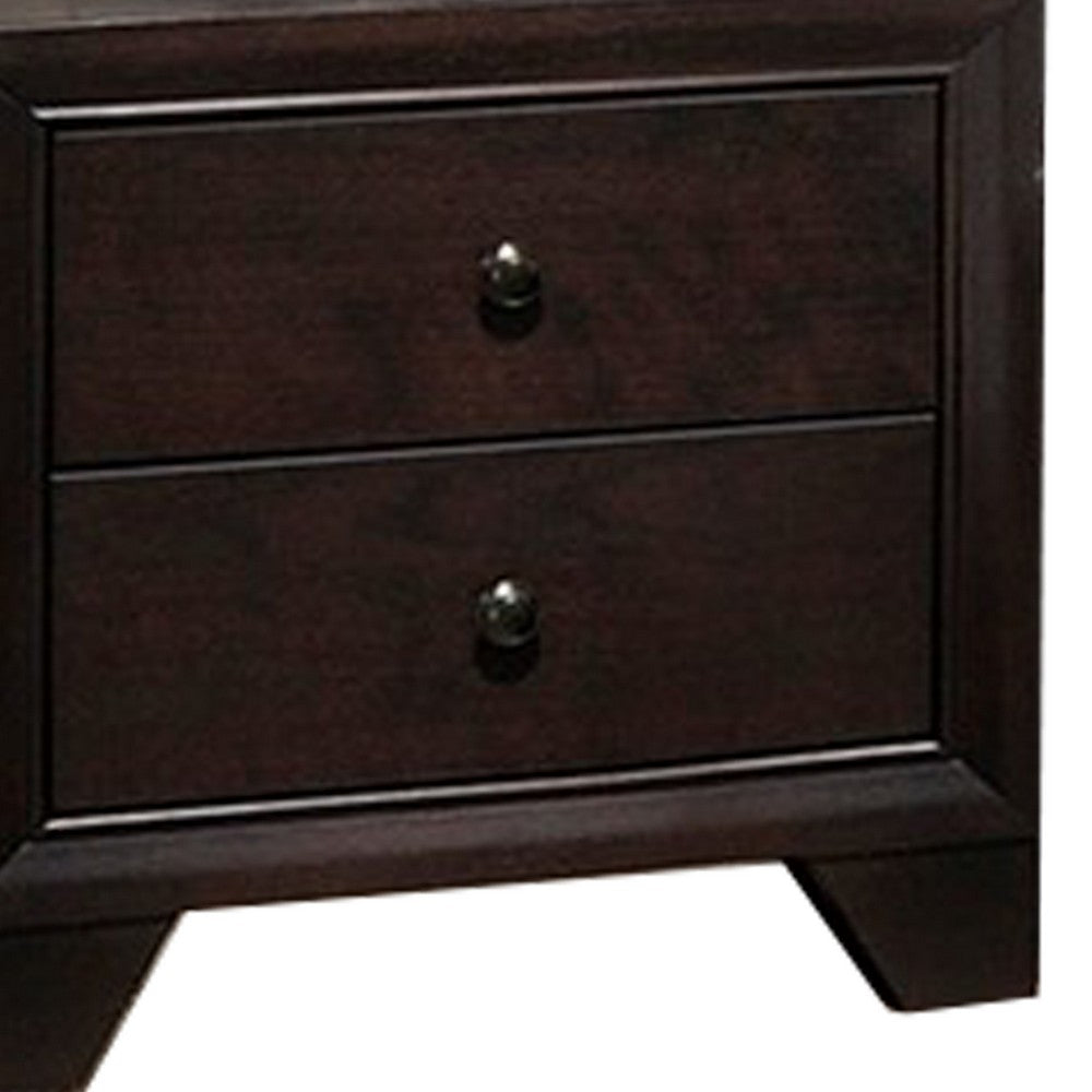 Transitional Wooden Nightstand with Two Spacious Drawers, Brown - BM233159