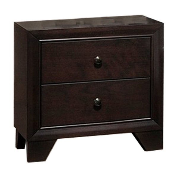 Transitional Wooden Nightstand with Two Spacious Drawers, Brown - BM233159