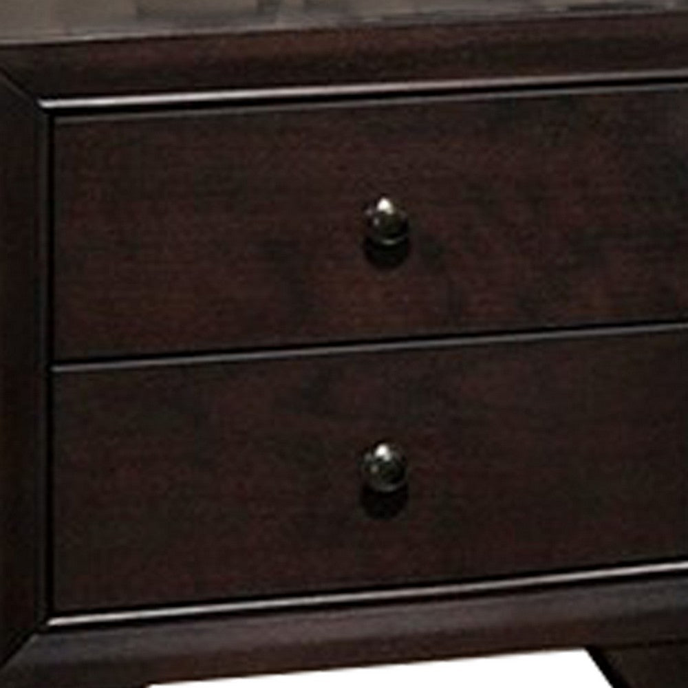 Transitional Wooden Nightstand with Two Spacious Drawers, Brown - BM233159