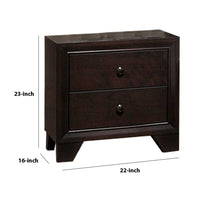 Transitional Wooden Nightstand with Two Spacious Drawers, Brown - BM233159