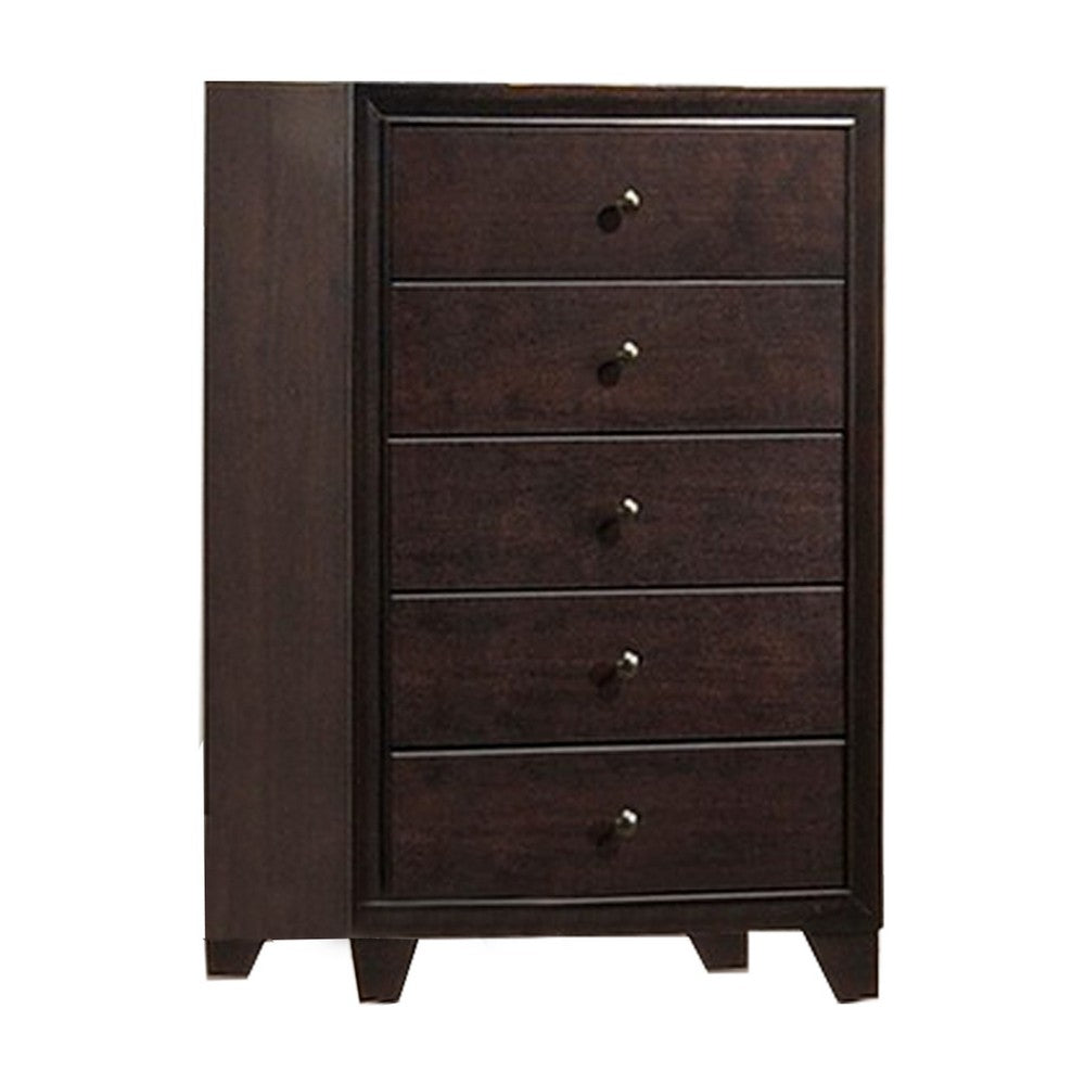 Transitional Wooden Chest with Five Spacious Drawers, Brown - BM233162