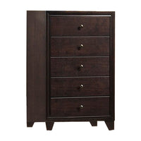 Transitional Wooden Chest with Five Spacious Drawers, Brown - BM233162