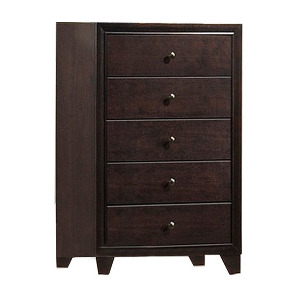 Transitional Wooden Chest with Five Spacious Drawers, Brown - BM233162