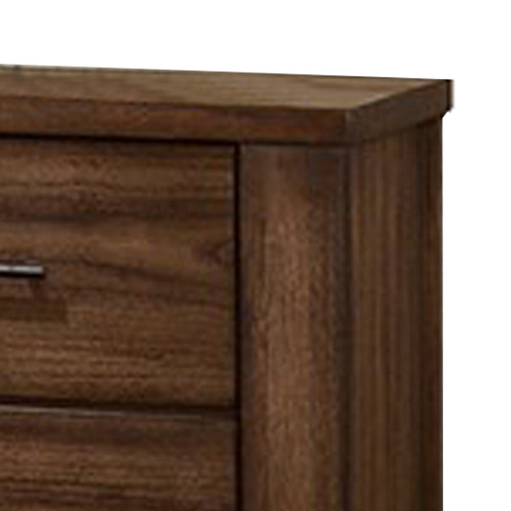 Tiva Wooden Nightstand with Two Drawers, Distressed Oak Brown - BM233163
