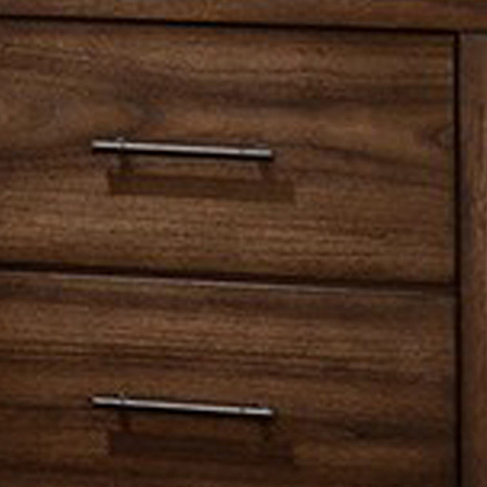 Tiva Wooden Nightstand with Two Drawers, Distressed Oak Brown - BM233163