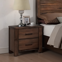 Tiva Wooden Nightstand with Two Drawers, Distressed Oak Brown - BM233163