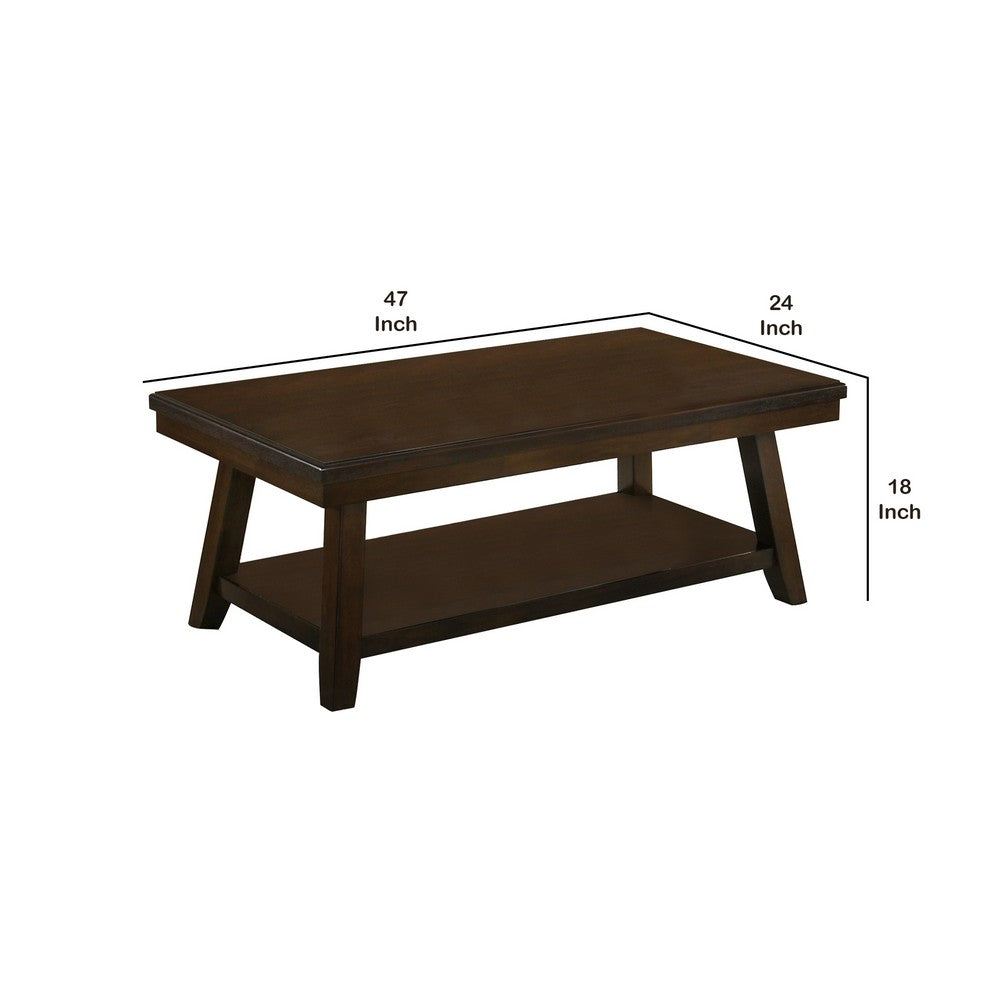 Wooden Coffee Table with One Open Shelf, Brown - BM233169